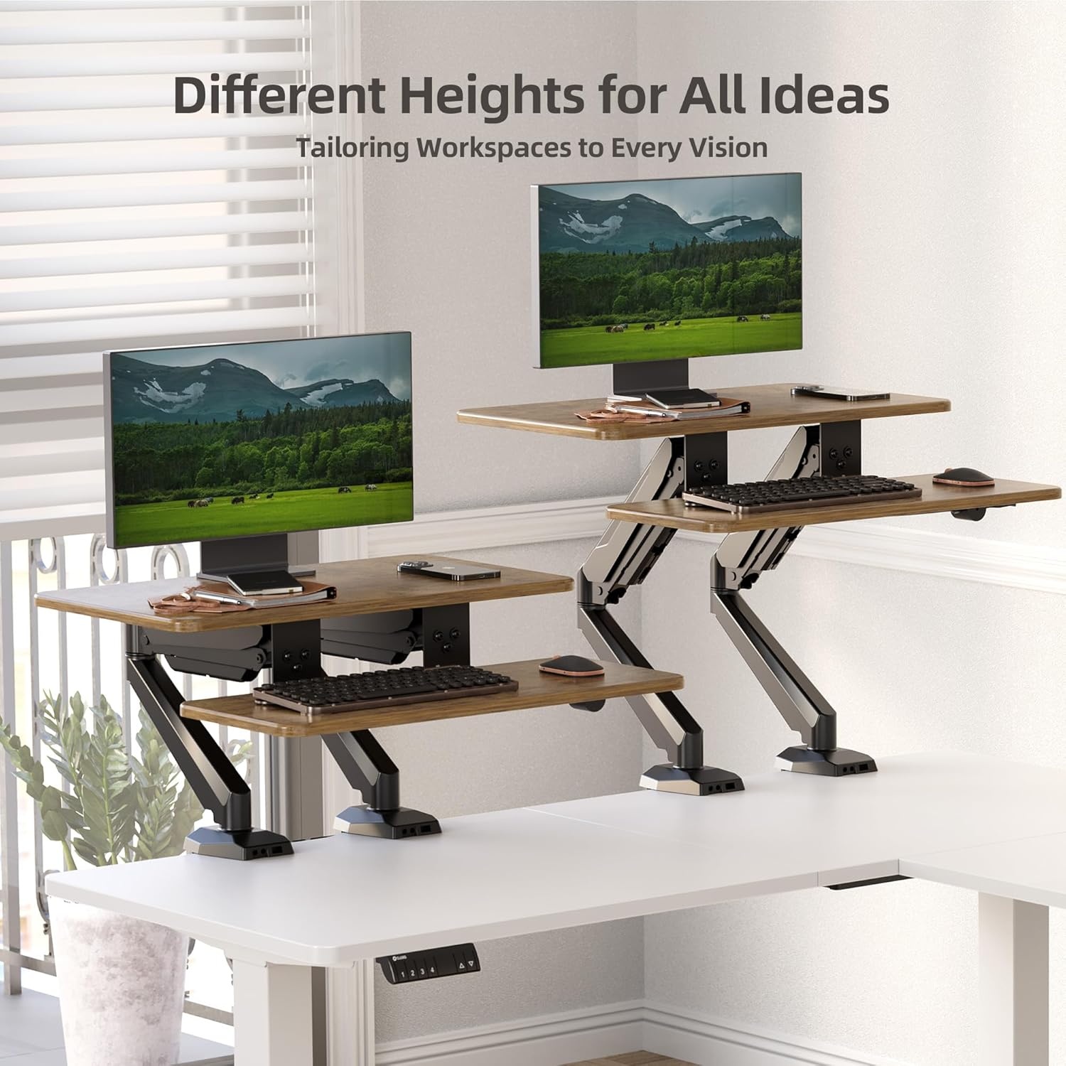 image:imageClaiks Standing Desk Converter 36 inch Height Adjustable Sit Stand Up Desk Riser Quick Sit to Stand Tabletop Dual Monitor Riser Workstation for Home Office with Keyboard Tray BlackWhite