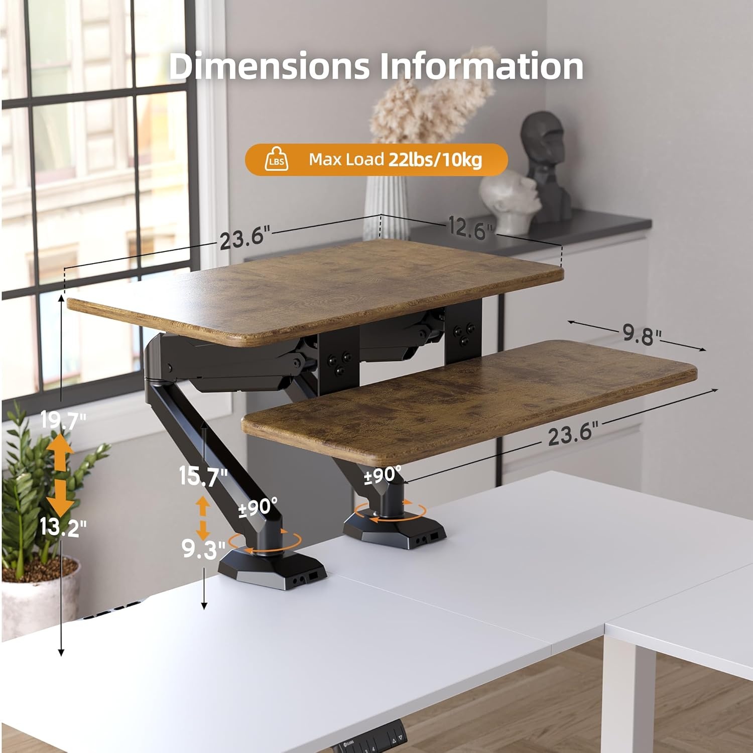 image:imageClaiks Standing Desk Converter 36 inch Height Adjustable Sit Stand Up Desk Riser Quick Sit to Stand Tabletop Dual Monitor Riser Workstation for Home Office with Keyboard Tray BlackWhite