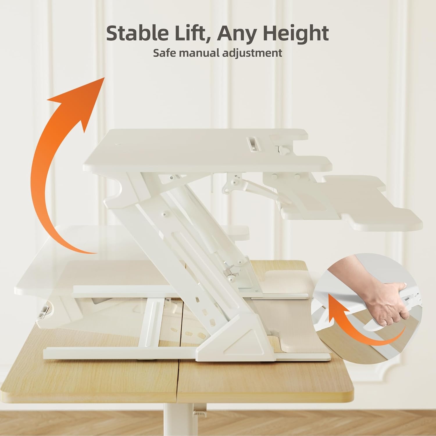 image:imageClaiks Standing Desk Converter 36 inch Height Adjustable Sit Stand Up Desk Riser Quick Sit to Stand Tabletop Dual Monitor Riser Workstation for Home Office with Keyboard Tray BlackWhite