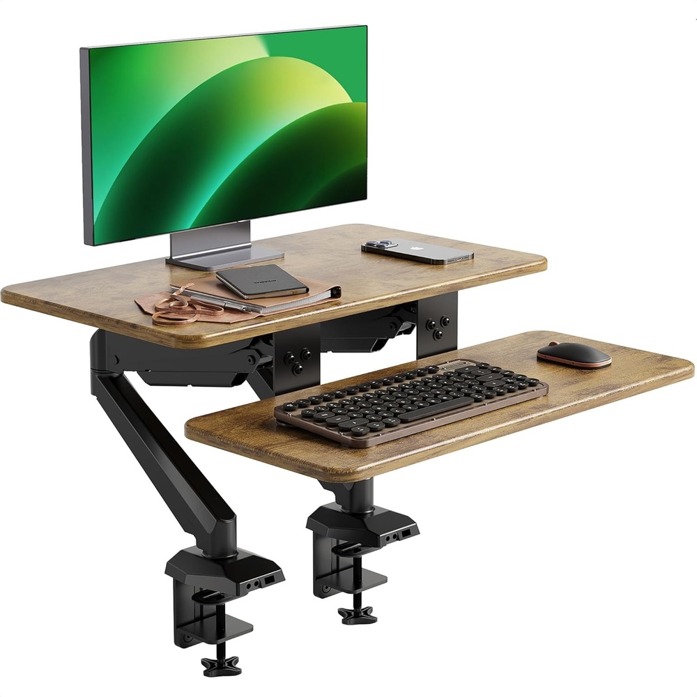 image:imageClaiks Standing Desk Converter 36 inch Height Adjustable Sit Stand Up Desk Riser Quick Sit to Stand Tabletop Dual Monitor Riser Workstation for Home Office with Keyboard Tray BlackWhite