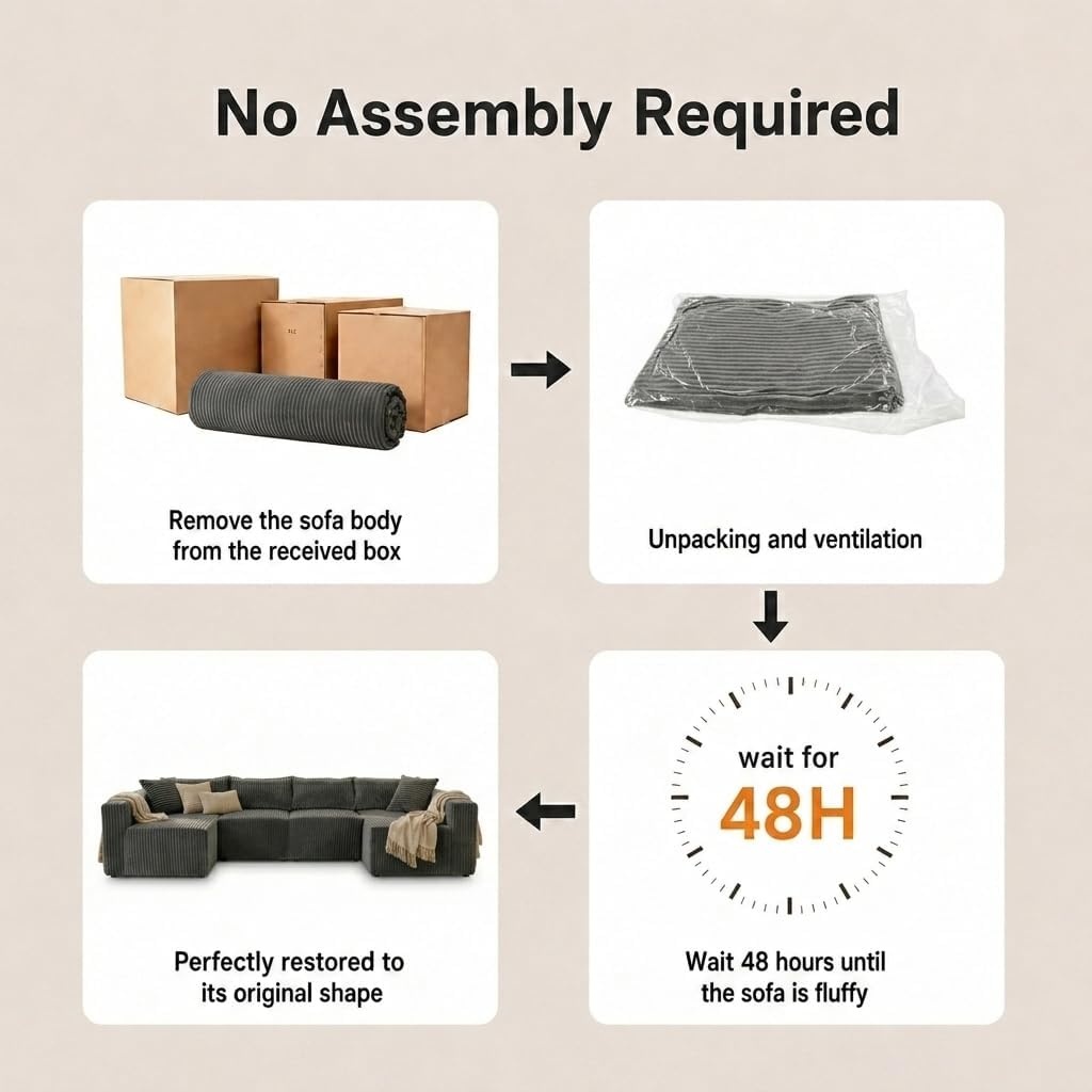 image:imageClaiks 128 Modular U Shaped Sectional Couch Deep Seat Bonless Couches for Living Room Modern Couch with Pet Stairs No Assembly Required KhakiDark Grey