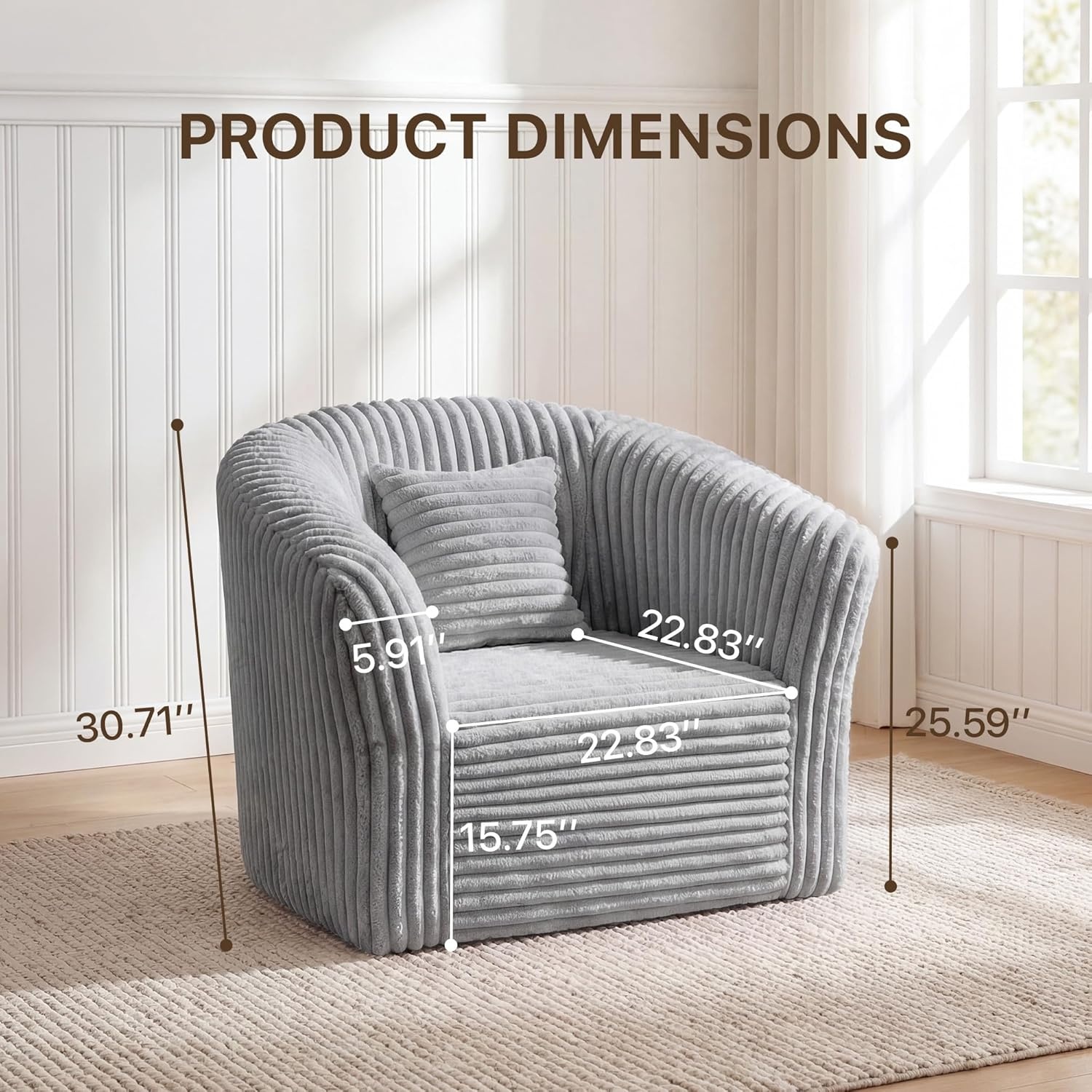 image:imageClaiks 55 Boneless Couch Curved Sofa Bean Bag Sofa Couch in a Box Upholstered Small Mini Sofa with Deep Seating for Living Room Bedroom Office Apartment No Assembly Required BeigeLight Gray
