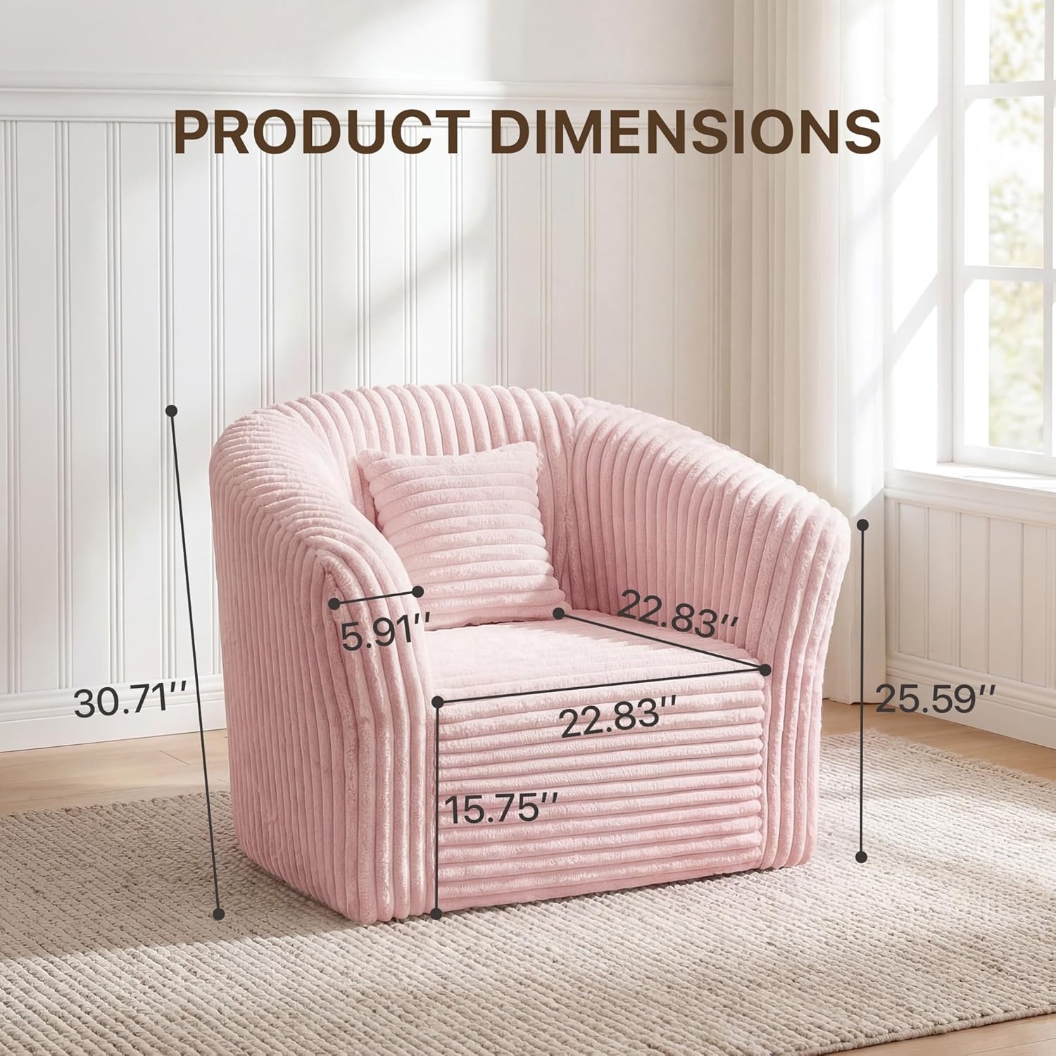 image:imageClaiks 55 Boneless Couch Curved Sofa Bean Bag Sofa Couch in a Box Upholstered Small Mini Sofa with Deep Seating for Living Room Bedroom Office Apartment No Assembly Required BeigePink