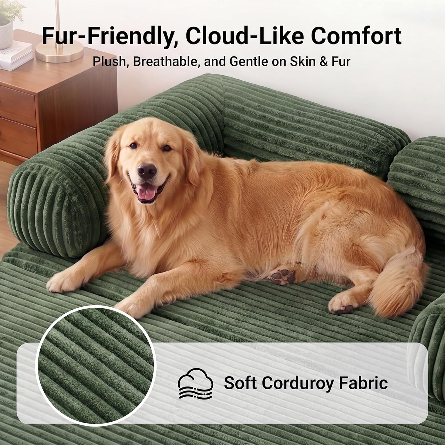 image:imageClaiks 75 Convertible Sofa Bed Corduroy Futon Couch Pull Out Bed No Assembly Boneless Couches for Living Room Bedroom Apartment GreenGrenn