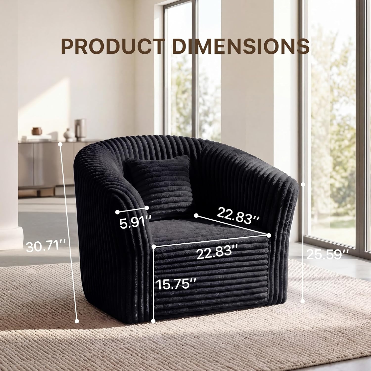 image:imageClaiks Boneless Chair Comfy Cloud Couch Corduroy Single Sofa Oversized Accent Chair for Adults Couches for Living Room Bedroom Apartment Small Spaces PinkBlack