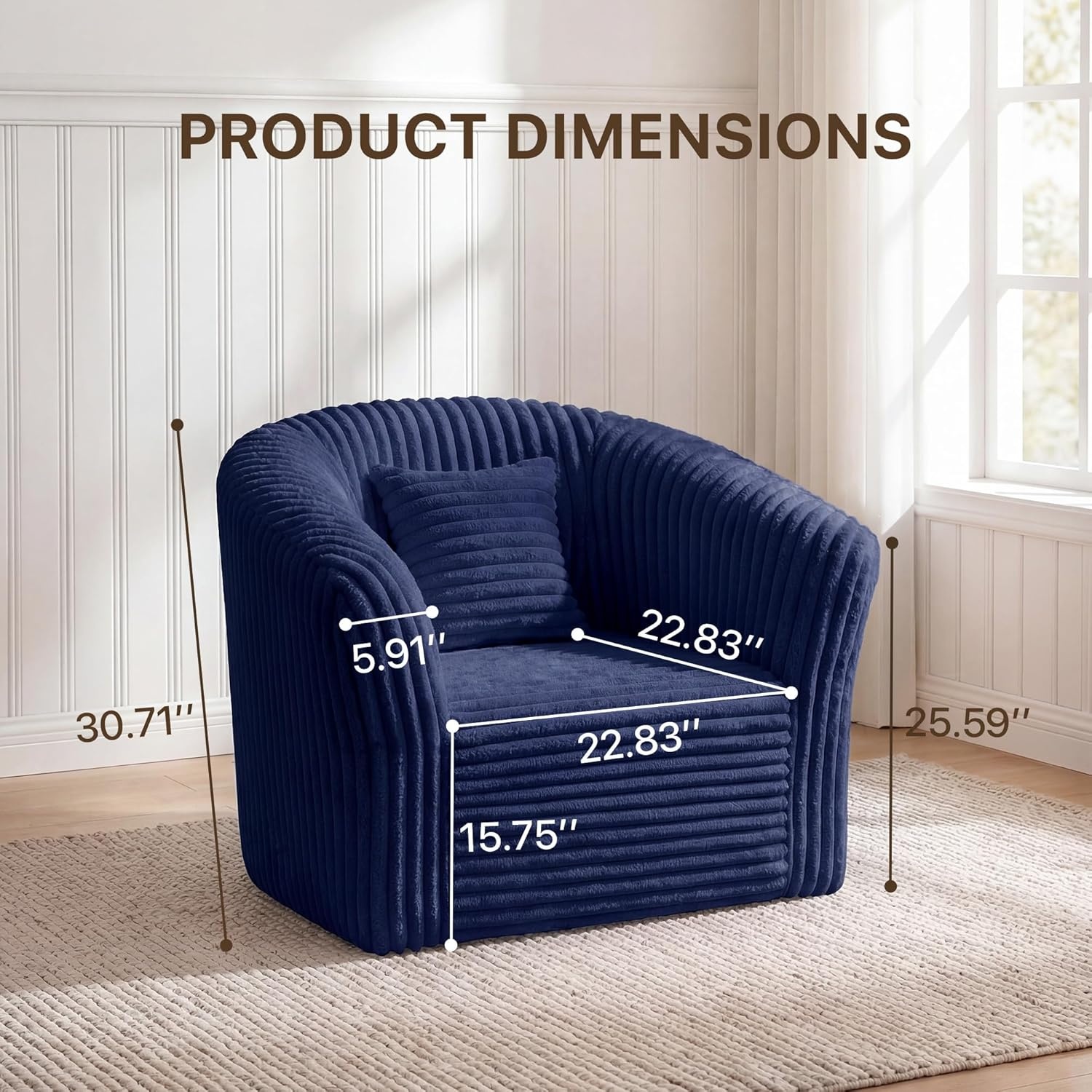 image:imageClaiks Boneless Chair Comfy Cloud Couch Corduroy Single Sofa Oversized Accent Chair for Adults Couches for Living Room Bedroom Apartment Small Spaces PinkBlue