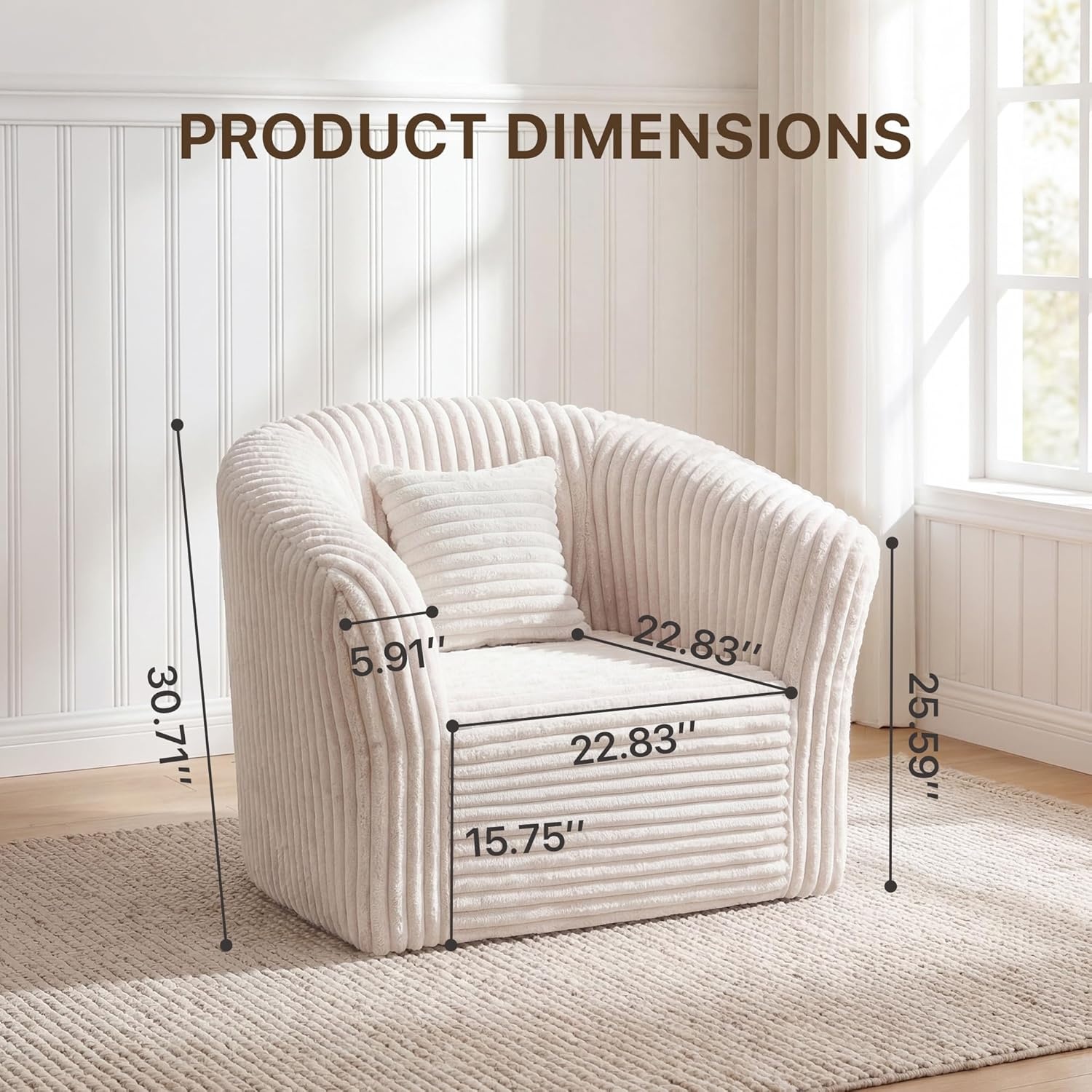 image:imageClaiks Boneless Chair Comfy Cloud Couch Corduroy Single Sofa Oversized Accent Chair for Adults Couches for Living Room Bedroom Apartment Small Spaces PinkBeige