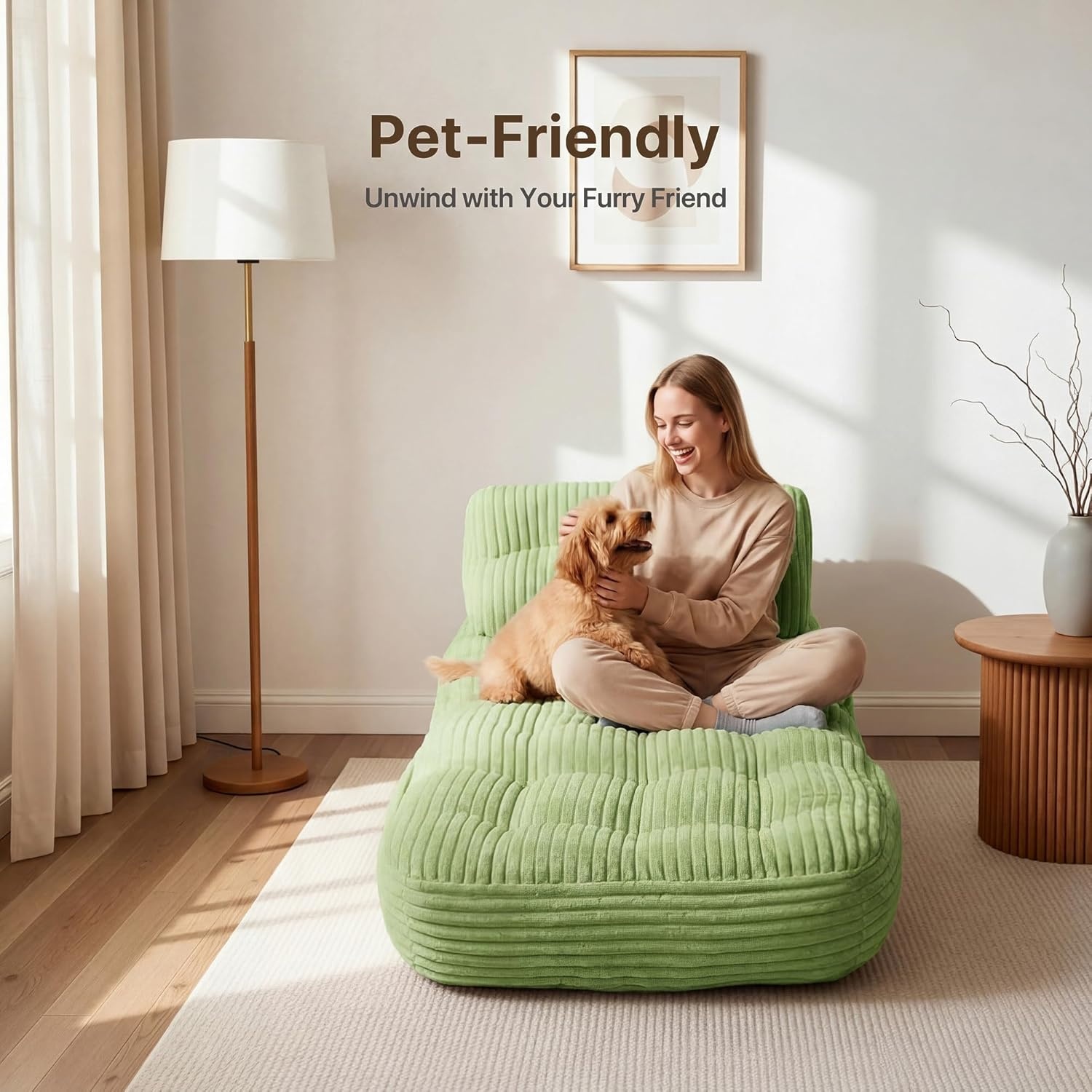 image:imageClaiks Folding Sofa Bed Boneless Chair with Pillow Sleeper Sofa with Back Support Sleeper Chair Portable Fold Out Chair Bed Comfy Foldable Mattress for Living Room Pink SingleGreen
