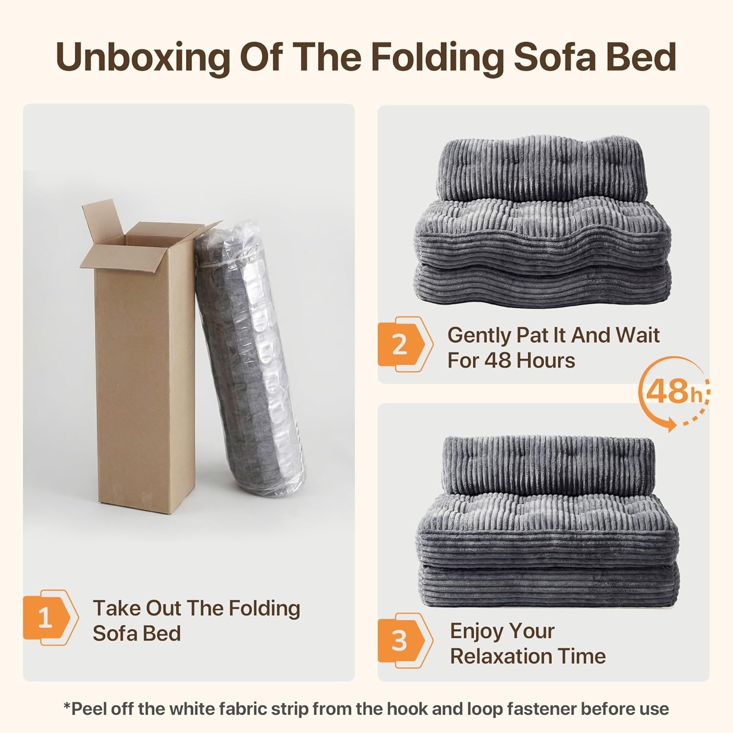 image:imageClaiks Folding Sofa Bed Boneless Chair with Pillow Sleeper Sofa with Back Support Sleeper Chair Portable Fold Out Chair Bed Comfy Foldable Mattress for Living Room Pink SingleDark Grey