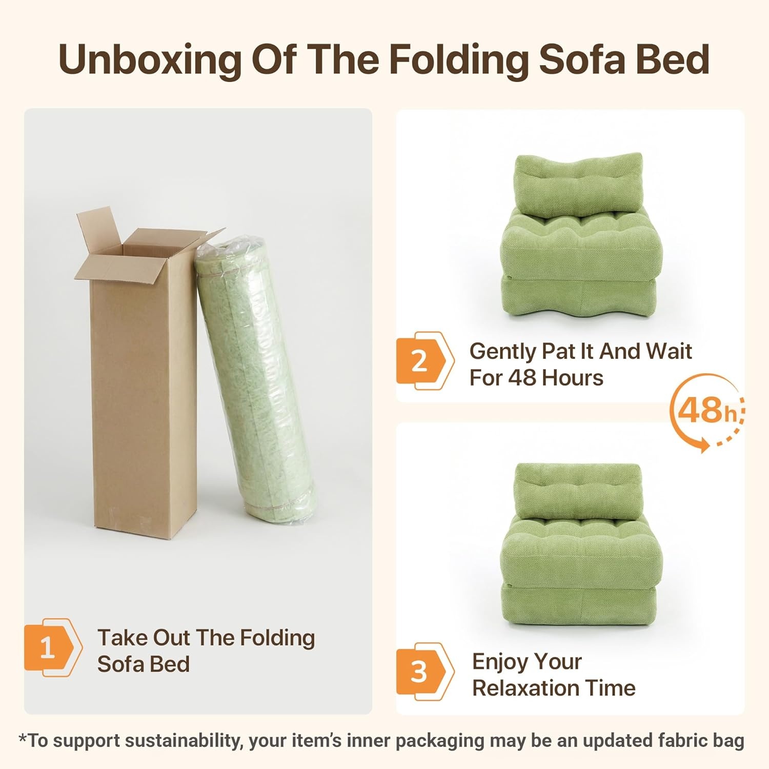 image:imageClaiks Folding Sofa Bed Boneless Chair with Pillow Sleeper Sofa with Back Support Sleeper Chair Portable Fold Out Chair Bed Comfy Foldable Mattress for Living Room Pink SingleGreen