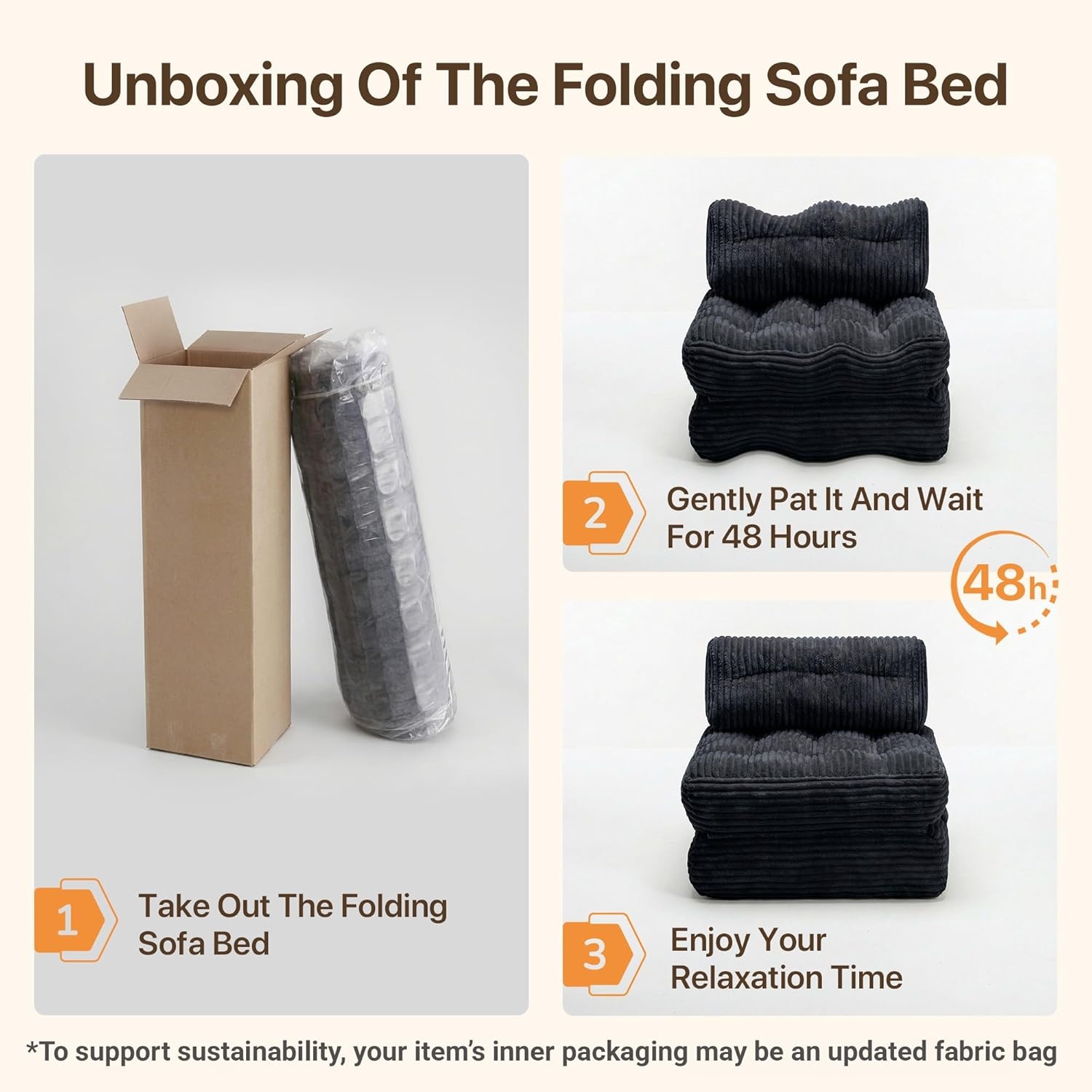 image:imageClaiks Folding Sofa Bed Boneless Chair with Pillow Sleeper Sofa with Back Support Sleeper Chair Portable Fold Out Chair Bed Comfy Foldable Mattress for Living Room Pink SingleBlack