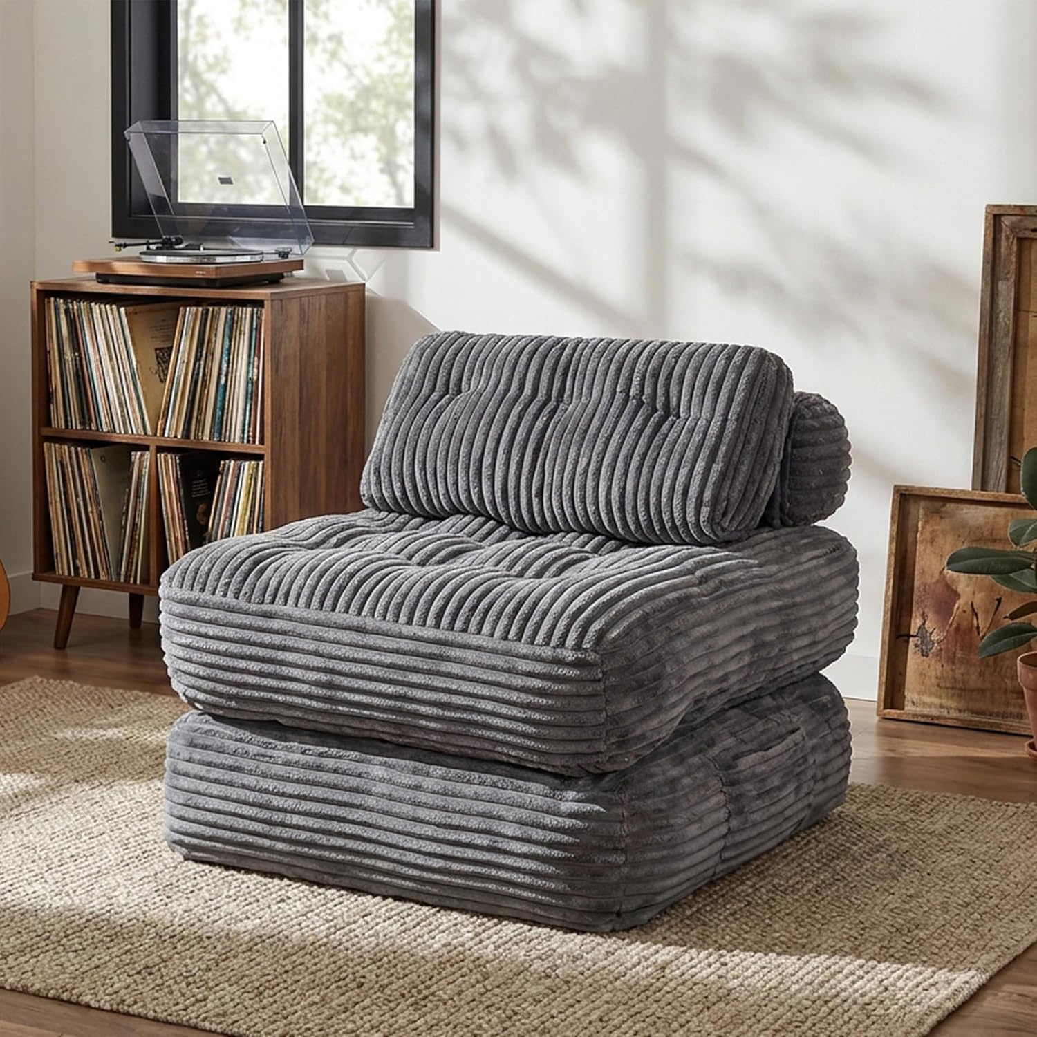 image:imageClaiks Folding Sofa Bed Boneless Chair with Pillow Sleeper Sofa with Back Support Sleeper Chair Portable Fold Out Chair Bed Comfy Foldable Mattress for Living Room Pink SingleDark Grey