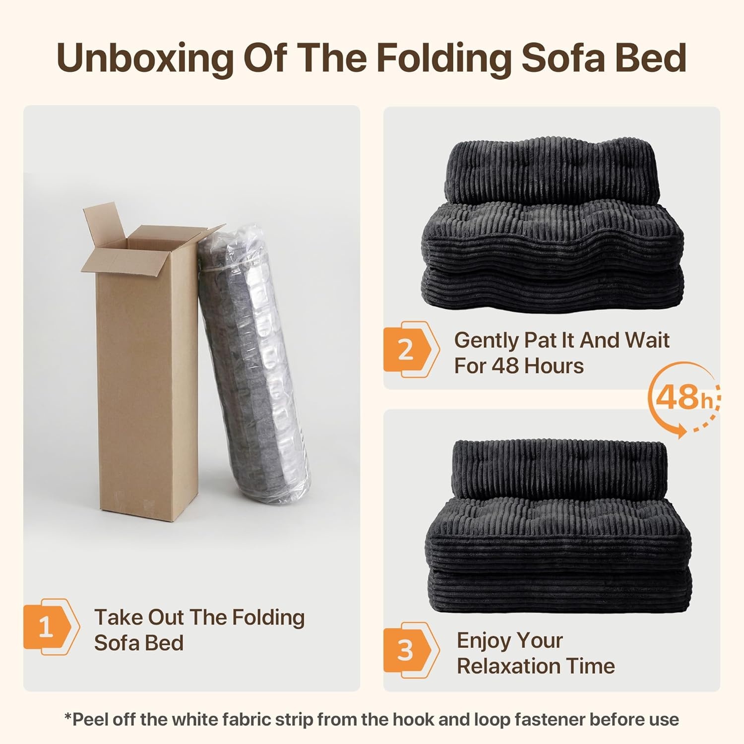 image:imageClaiks Folding Sofa Bed Boneless Chair with Pillow Sleeper Sofa with Back Support Sleeper Chair Portable Fold Out Chair Bed Comfy Foldable Mattress for Living Room Pink SingleBlack