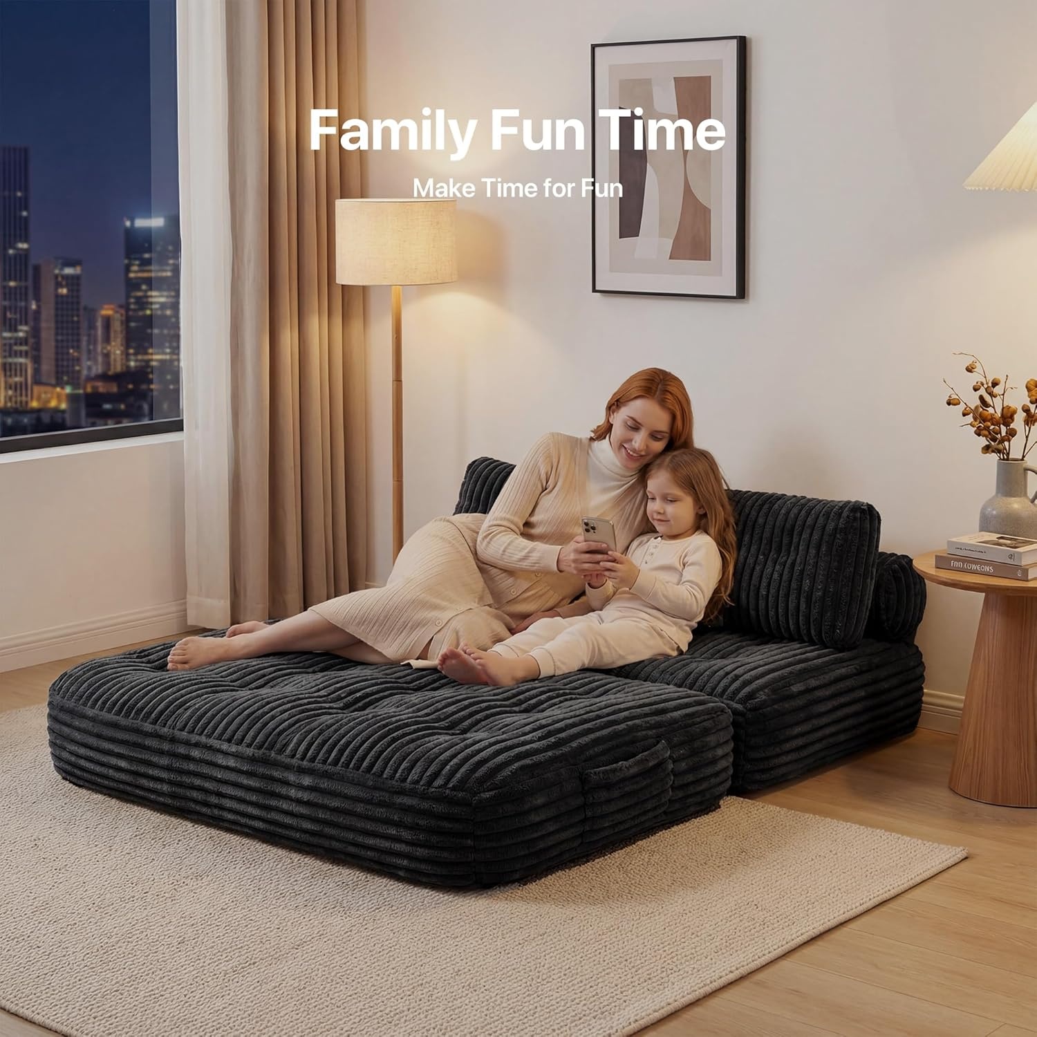 image:imageClaiks Folding Sofa Bed Boneless Chair with Pillow Sleeper Sofa with Back Support Sleeper Chair Portable Fold Out Chair Bed Comfy Foldable Mattress for Living Room Pink SingleBlack