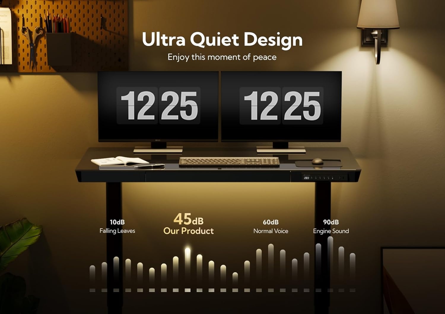 image:imageClaiks Glass Standing Desk with Drawers 4824 Inch Adjustable Stand Up Desk Quick Install Home Office Computer Desk with USB Ports WhiteBlack