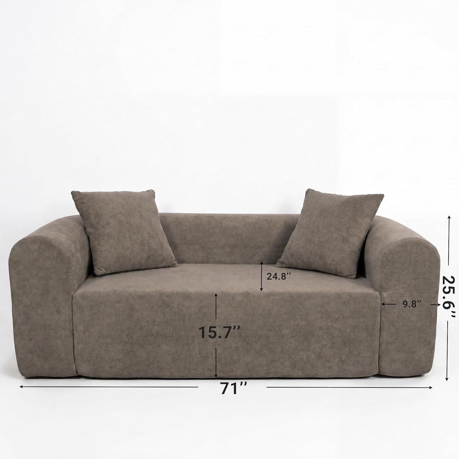 image:imageClaiks Pebble Boneless Couch 71 Chaise Longue Modular Sectional Sofa Deep Seat Couches for Living Room Soft Knitted Fabric for Apartment Bedroom No Assembly RequiredBeigeLight Grey