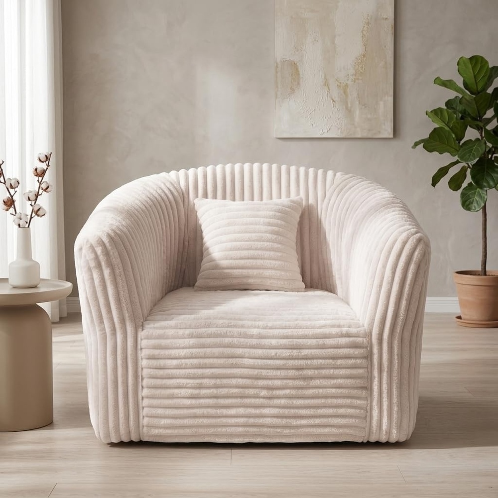 image:imageClaiks Boneless Chair Comfy Cloud Couch Corduroy Single Sofa Oversized Accent Chair for Adults Couches for Living Room Bedroom Apartment Small Spaces PinkBeige