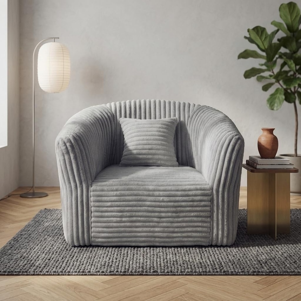 image:imageClaiks Boneless Chair Comfy Cloud Couch Corduroy Single Sofa Oversized Accent Chair for Adults Couches for Living Room Bedroom Apartment Small Spaces PinkLight Gray