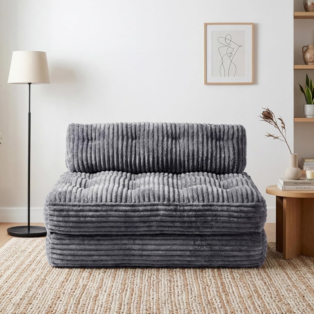 image:imageClaiks Folding Sofa Bed Boneless Chair with Pillow Sleeper Sofa with Back Support Sleeper Chair Portable Fold Out Chair Bed Comfy Foldable Mattress for Living Room Pink SingleDark Grey