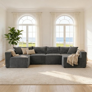 image:imageClaiks 128 Modular U Shaped Sectional Couch Deep Seat Bonless Couches for Living Room Modern Couch No Assembly Required Dark Grey