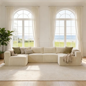 image:imageClaiks 128 Modular U Shaped Sectional Couch Deep Seat Bonless Couches for Living Room Modern Couch No Assembly Required KhakiKhaki