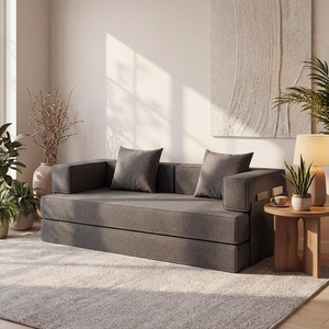 image:imageClaiks 4in1 Convertible Sofa Bed86 Inch Compression Sofa with Corduroy Fabric Pull Out Sleeper Sofa with 2 Pillows amp 4 Side Pockets for Living Room Bedroom ApartmentNo Assembly RequiredDark GreyDark Grey