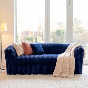 image:imageClaiks 55 Boneless Couch Curved Sofa Bean Bag Sofa Couch in a Box Upholstered Small Mini Sofa with Deep Seating for Living Room Bedroom Office Apartment No Assembly Required BeigeBlue