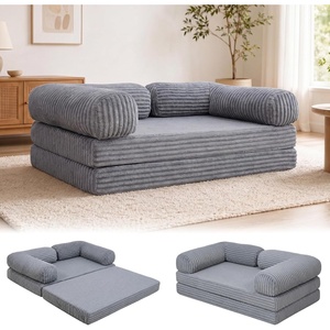 image:imageClaiks 75 Convertible Sofa Bed Corduroy Futon Couch Pull Out Bed No Assembly Boneless Couches for Living Room Bedroom Apartment GreenDark Grey