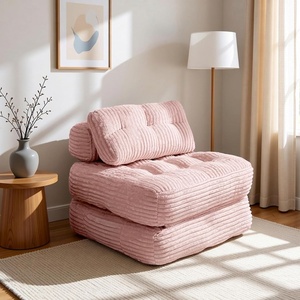 image:imageClaiks Folding Sofa Bed Boneless Chair with Pillow Sleeper Sofa with Back Support Sleeper Chair Portable Fold Out Chair Bed Comfy Foldable Mattress for Living Room Pink SinglePink