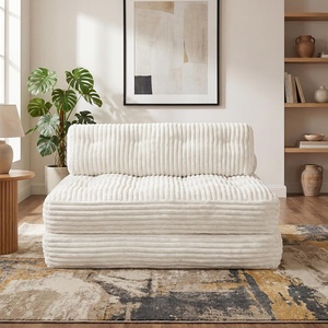 image:imageClaiks Folding Sofa Bed Boneless Chair with Pillow Sleeper Sofa with Back Support Sleeper Chair Portable Fold Out Chair Bed Comfy Foldable Mattress for Living Room Pink SingleBeige