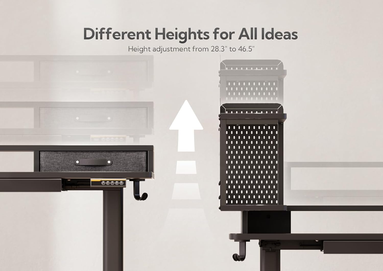 image:imageClaiks Electric Standing Desk 48 x 24 Inches Height Adjustable Desk with Removable Shelves Stand Up Desks Computer Workstation Black