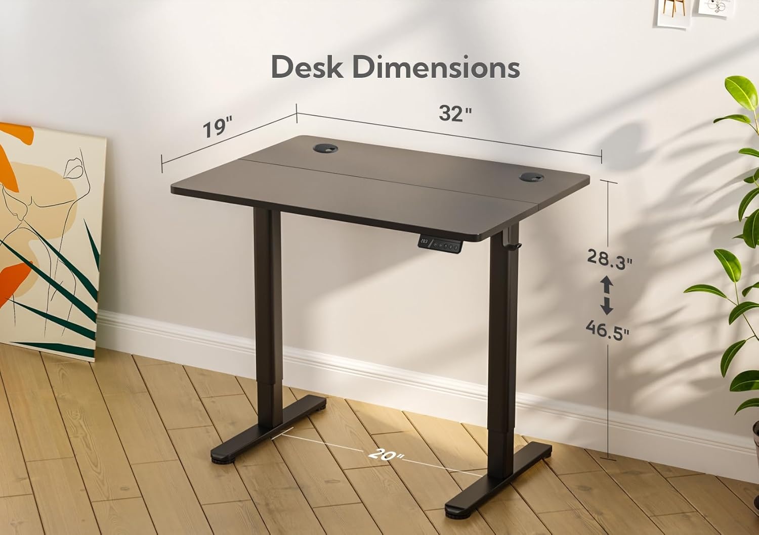image:imageClaiks Electric Standing Desk Adjustable Height Stand up Desk 40x24 Inches Sit Stand Home Office Desk with Splice Board Black FrameRustic Brown TopBlack