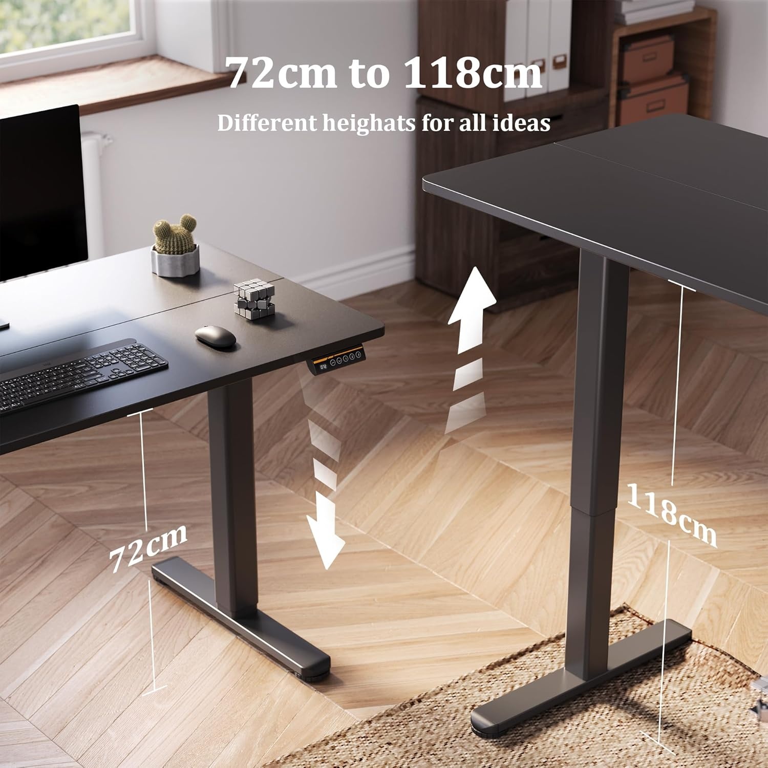 image:imageClaiks Electric Standing Desk Adjustable Height Stand up Desk 40x24 Inches Sit Stand Home Office Desk with Splice Board Black FrameRustic Brown TopBlack