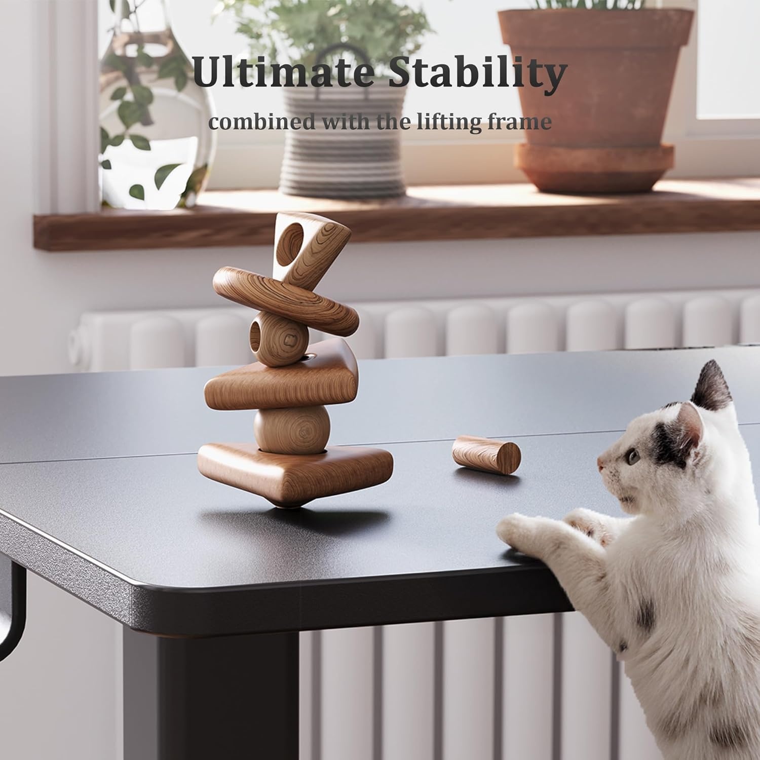 image:imageClaiks Electric Standing Desk Adjustable Height Stand up Desk 40x24 Inches Sit Stand Home Office Desk with Splice Board Black FrameRustic Brown TopBlack