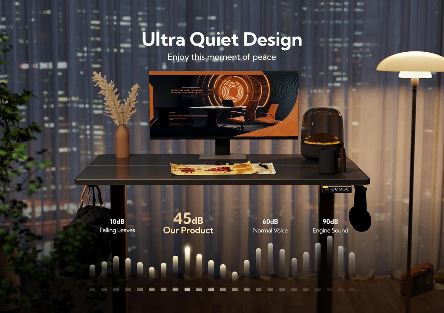 image:imageClaiks Electric Standing Desk Adjustable Height Stand up Desk 40x24 Inches Sit Stand Home Office Desk with Splice Board Black FrameRustic Brown TopBlack