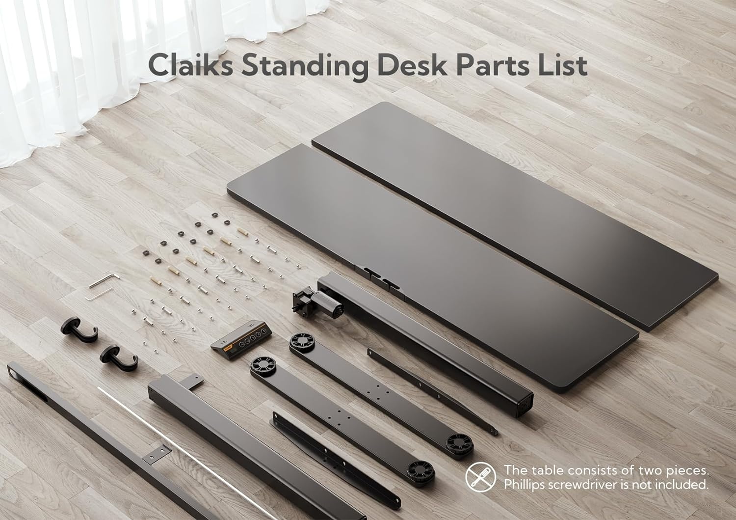 image:imageClaiks Electric Standing Desk Adjustable Height Stand up Desk 40x24 Inches Sit Stand Home Office Desk with Splice Board Black FrameRustic Brown TopBlack