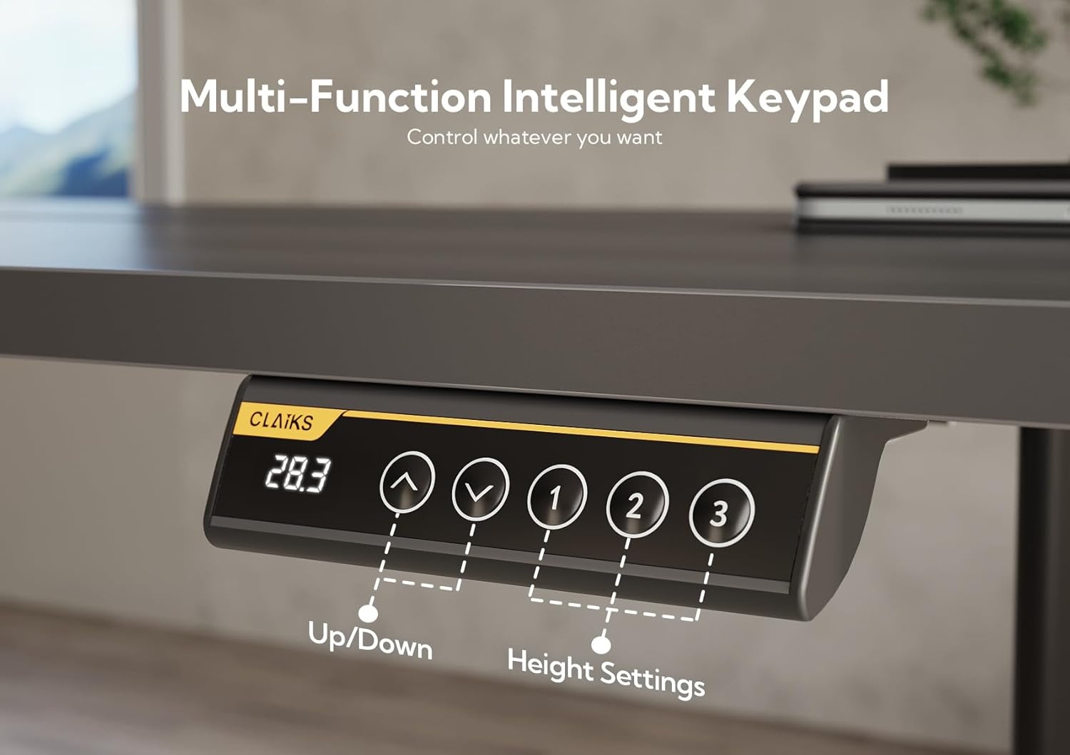 image:imageClaiks Electric Standing Desk Adjustable Height Stand up Desk 40x24 Inches Sit Stand Home Office Desk with Splice Board Black FrameRustic Brown TopBlack