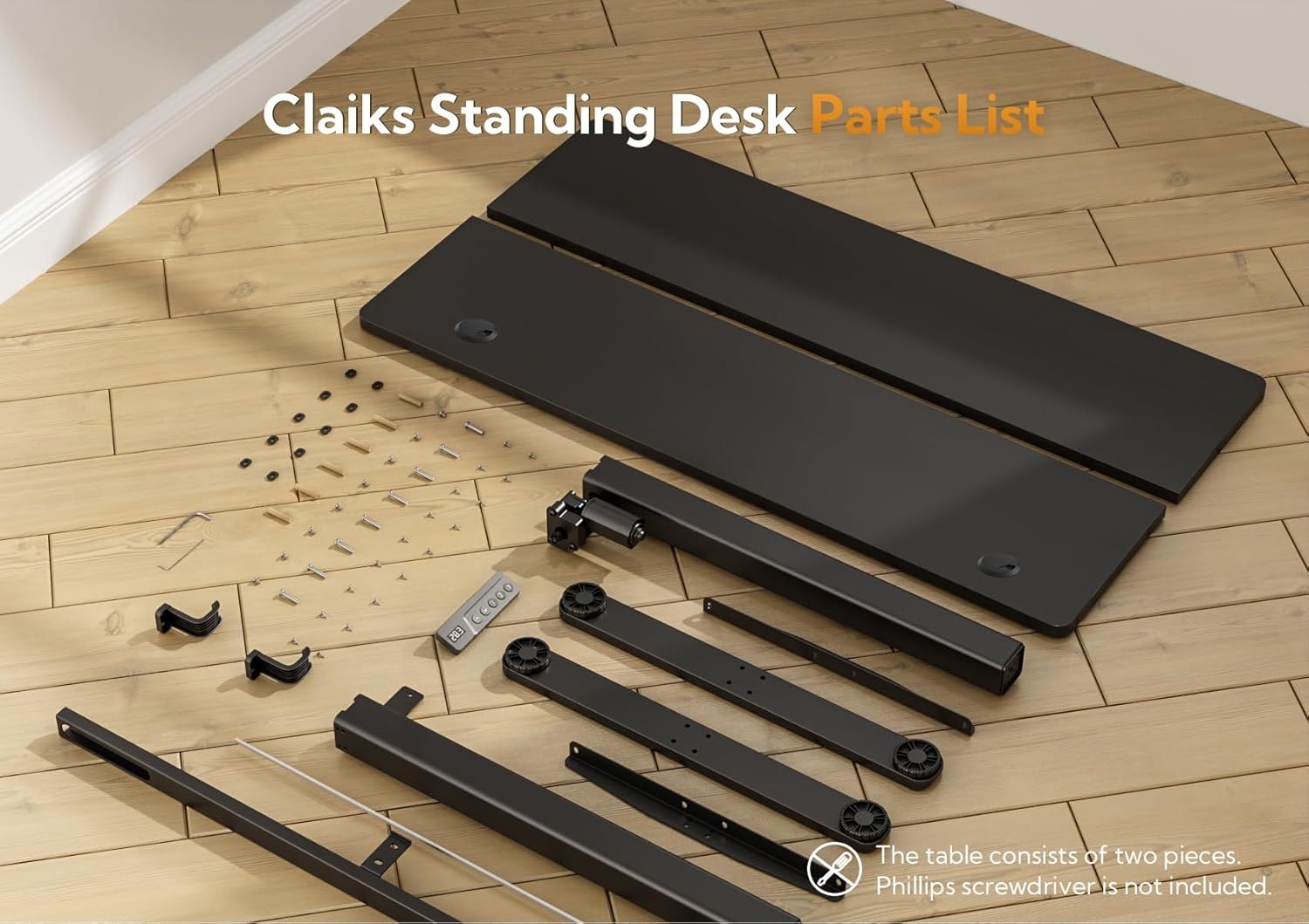 image:imageClaiks Electric Standing Desk Adjustable Height Stand up Desk 40x24 Inches Sit Stand Home Office Desk with Splice Board Black FrameRustic Brown TopBlack