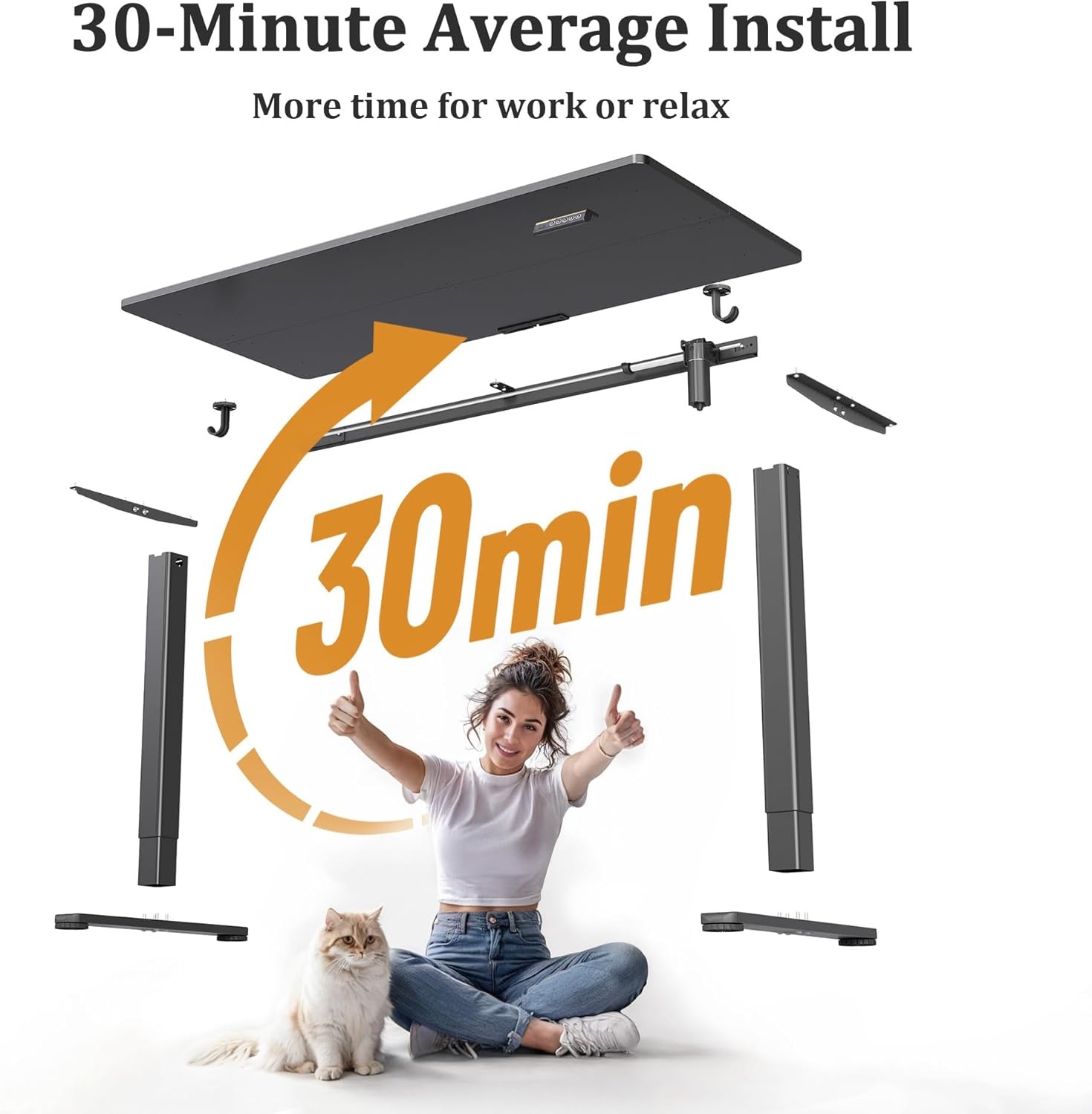 image:imageClaiks Electric Standing Desk Adjustable Height Stand up Desk 40x24 Inches Sit Stand Home Office Desk with Splice Board Black FrameRustic Brown TopBlack