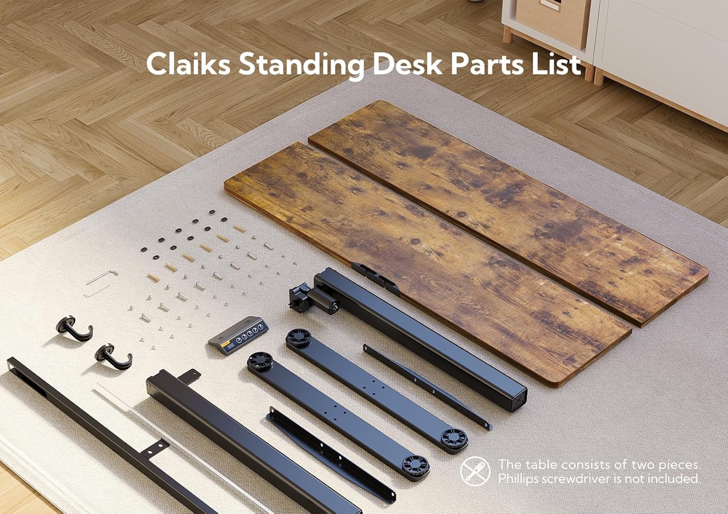 image:imageClaiks Electric Standing Desk Adjustable Height Stand up Desk 40x24 Inches Sit Stand Home Office Desk with Splice Board Black FrameRustic Brown TopRustic Brown