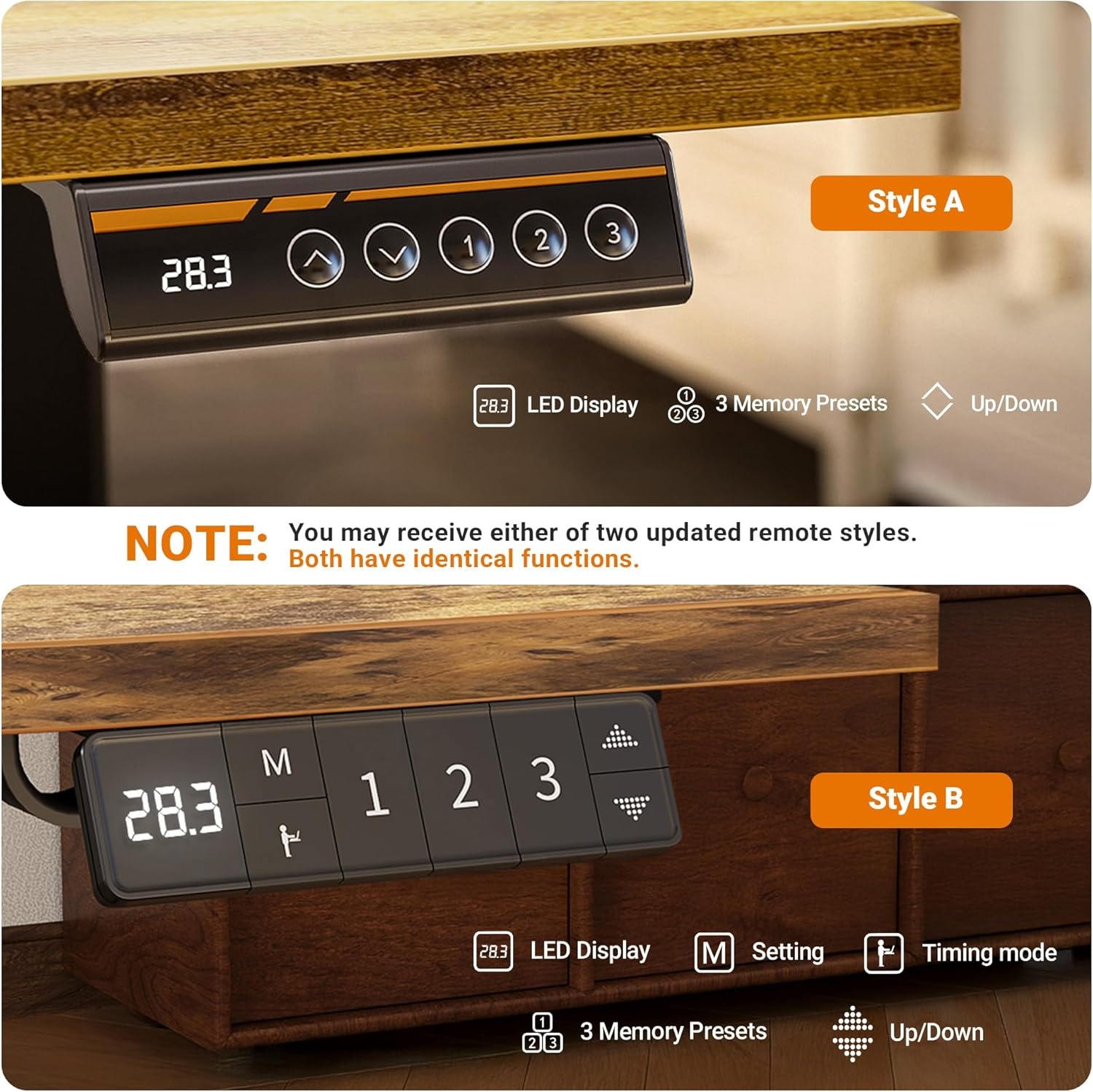 image:imageClaiks Electric Standing Desk Adjustable Height Stand up Desk 40x24 Inches Sit Stand Home Office Desk with Splice Board Black FrameRustic Brown TopRustic Brown
