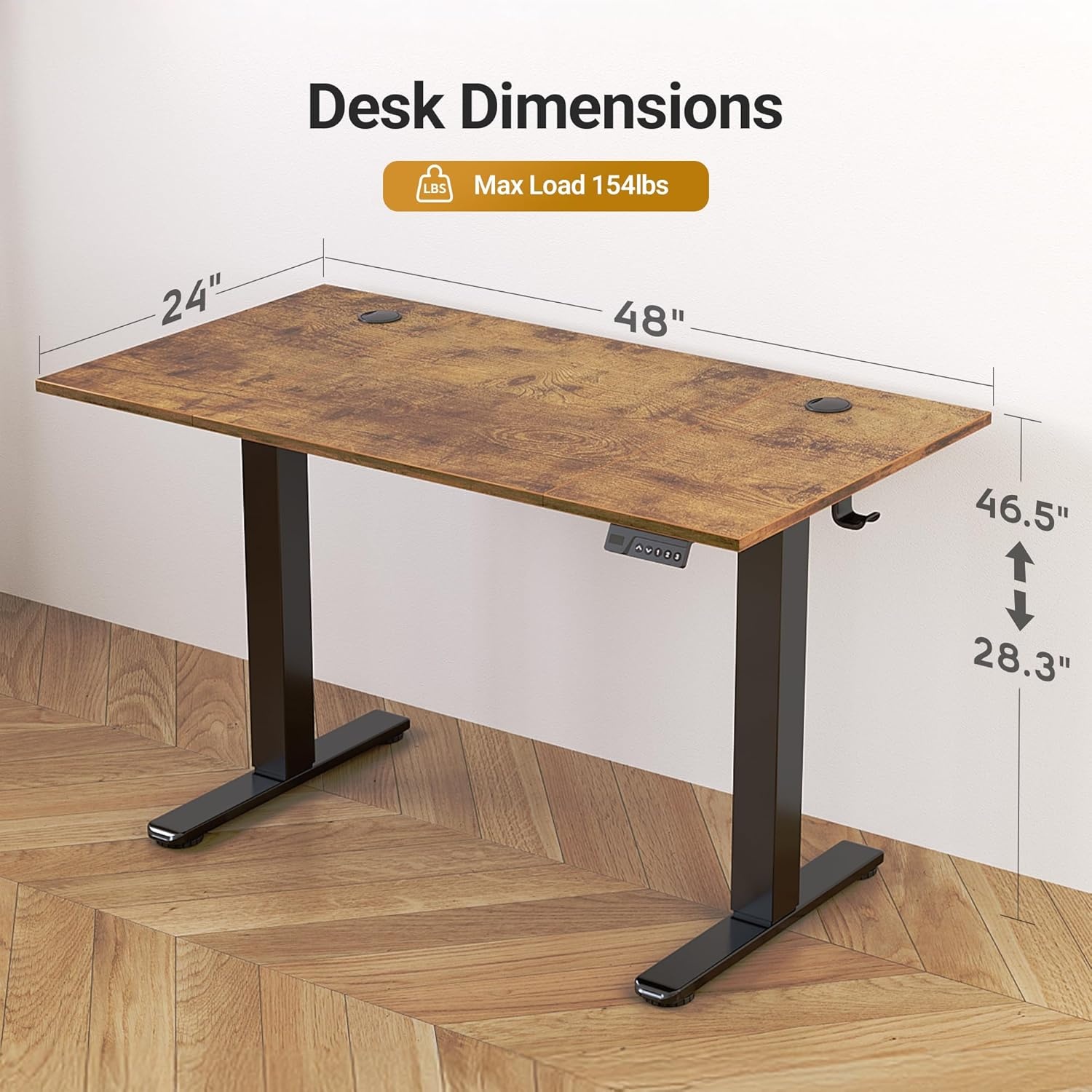 image:imageClaiks Electric Standing Desk Adjustable Height Stand up Desk 40x24 Inches Sit Stand Home Office Desk with Splice Board Black FrameRustic Brown TopVintage Browns