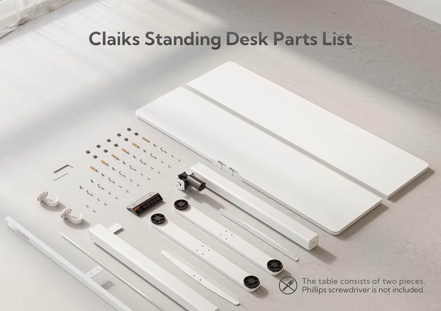 image:imageClaiks Electric Standing Desk Adjustable Height Stand up Desk 40x24 Inches Sit Stand Home Office Desk with Splice Board Black FrameRustic Brown TopWhite
