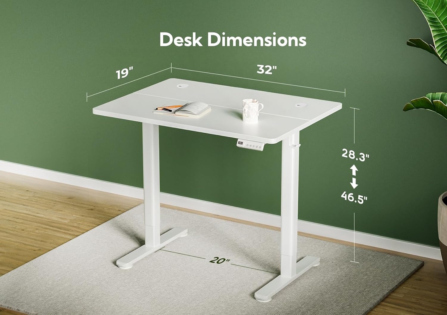 image:imageClaiks Electric Standing Desk Adjustable Height Stand up Desk 40x24 Inches Sit Stand Home Office Desk with Splice Board Black FrameRustic Brown TopWhite