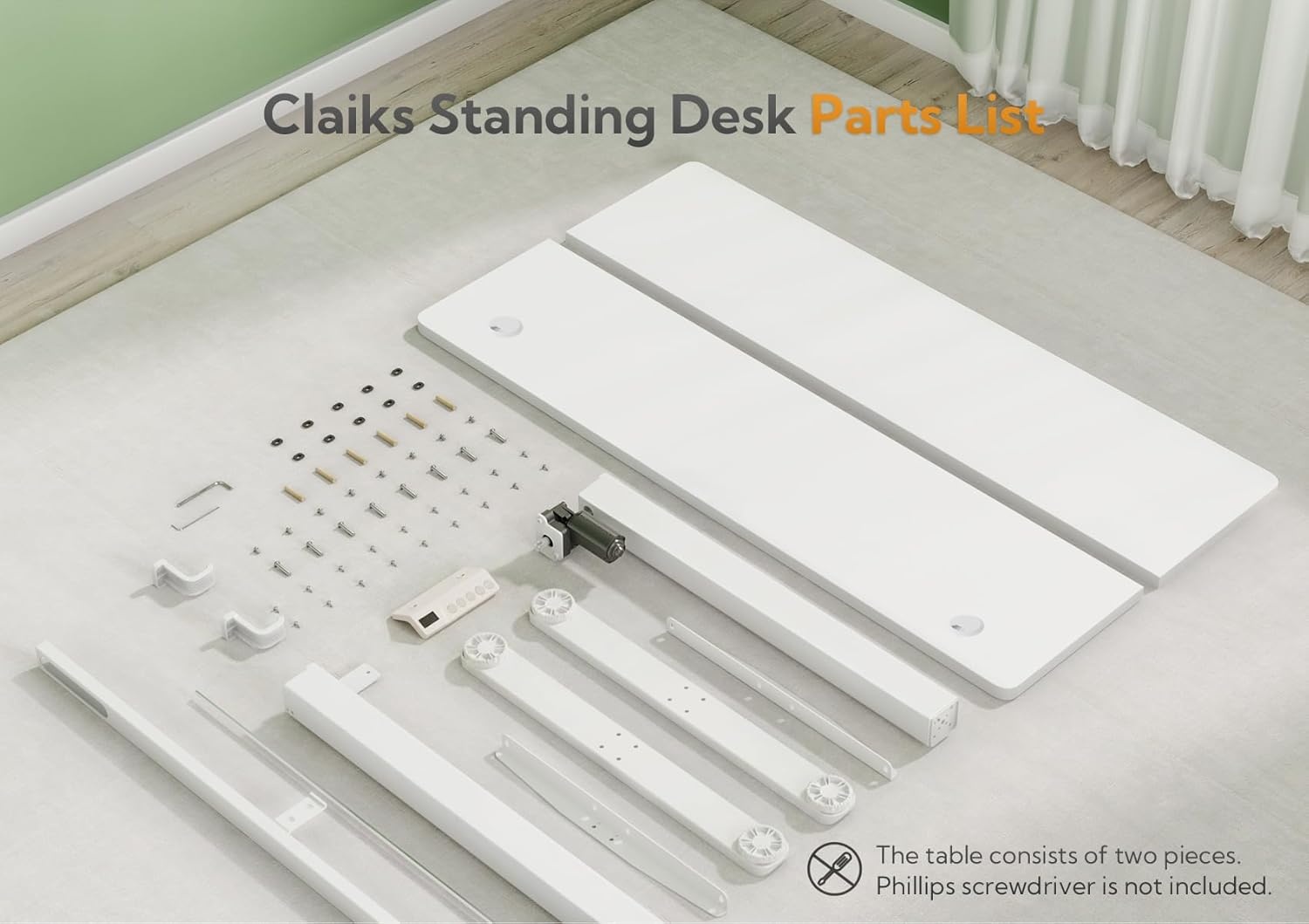 image:imageClaiks Electric Standing Desk Adjustable Height Stand up Desk 40x24 Inches Sit Stand Home Office Desk with Splice Board Black FrameRustic Brown TopWhite