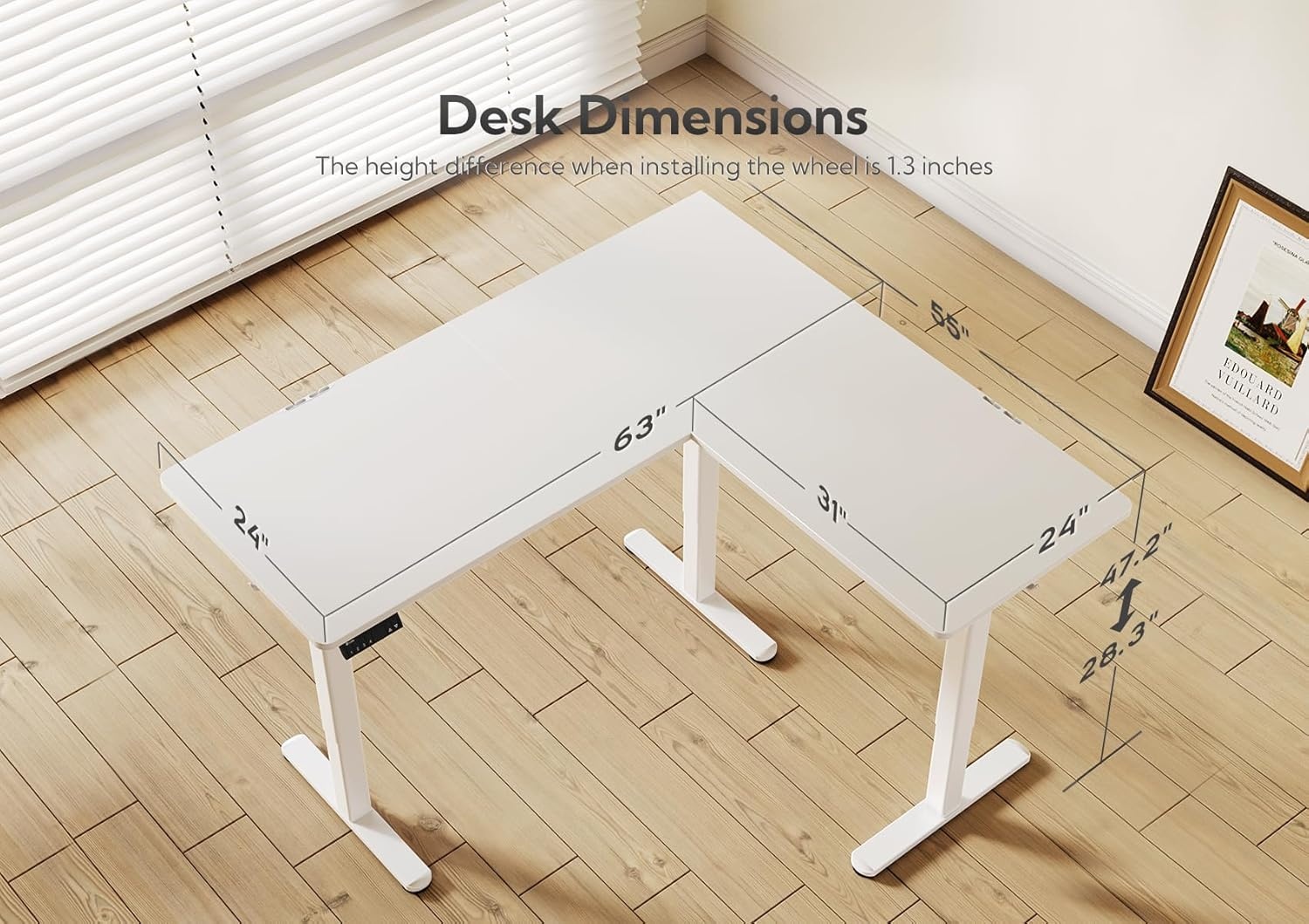 image:imageClaiks L Shaped Height Adjustable Electric Standing Desk with Dual Motors and Headphone Hook59 Corner Sit Stand Desk with Memory Presets for Home Office amp Gaming BlackWhite