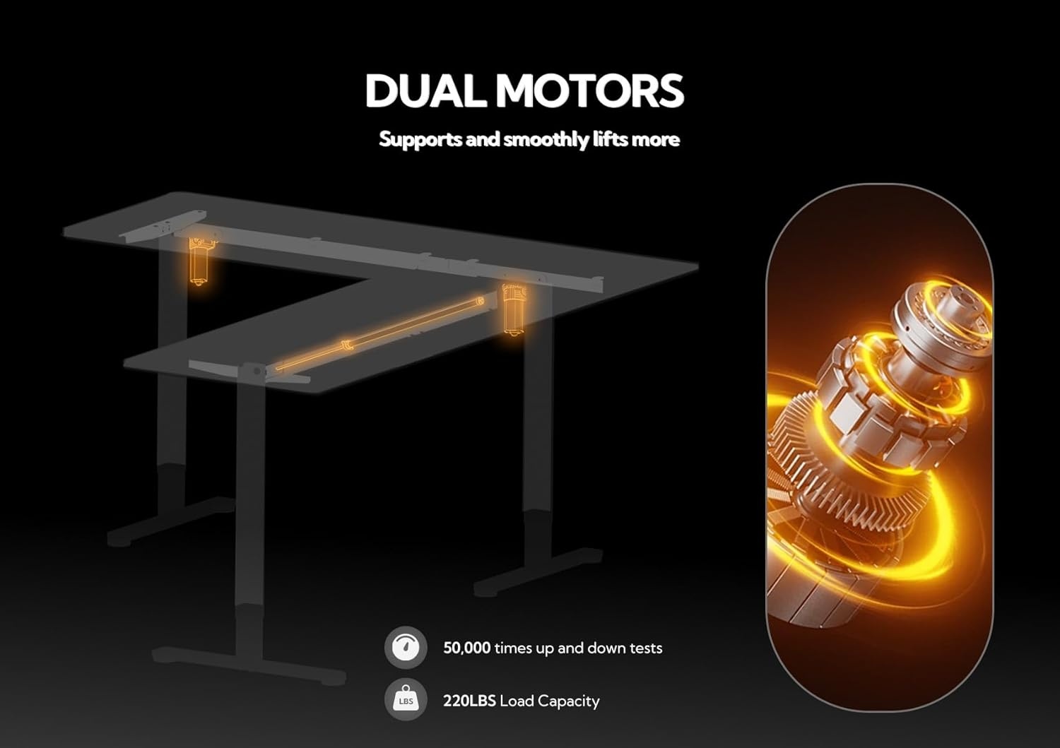 image:imageClaiks L Shaped Height Adjustable Electric Standing Desk with Dual Motors and Headphone Hook59 Corner Sit Stand Desk with Memory Presets for Home Office amp Gaming BlackWhite