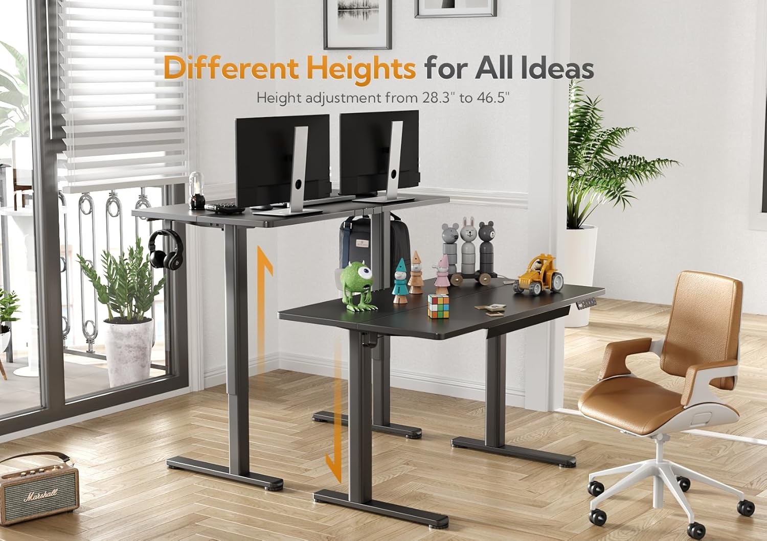 image:imageClaiks Standing Desk with Drawers 48x24 Inch Electric Stand Up Desk Adjustable Height Computer Workstation BlackBlack