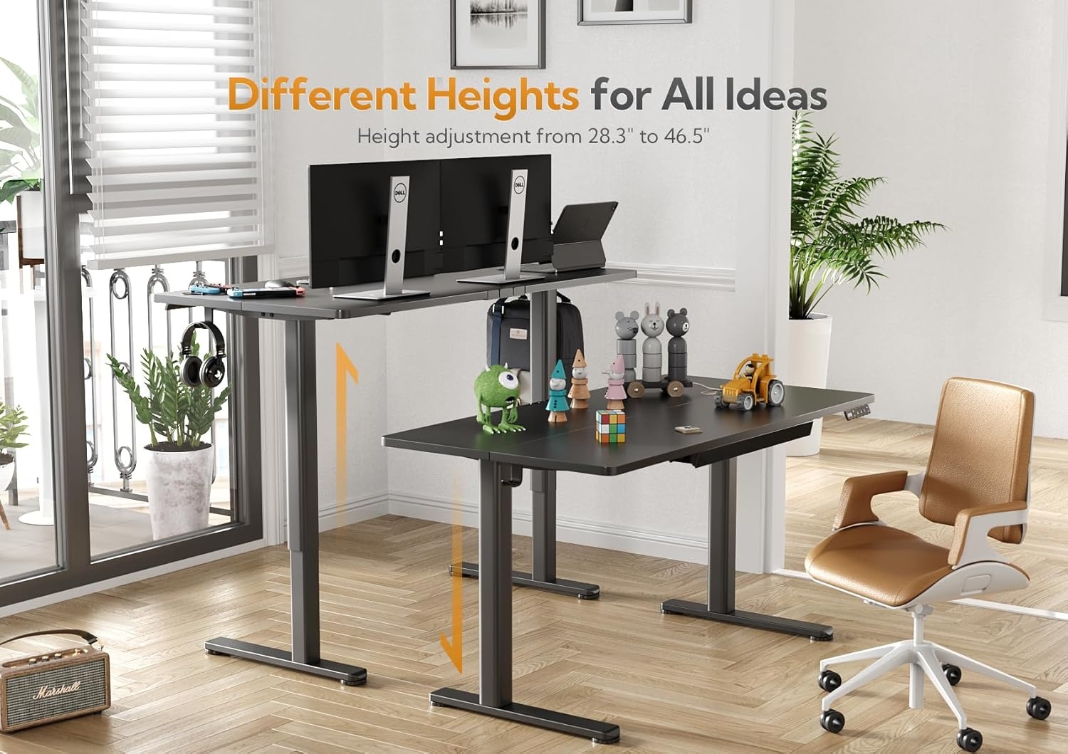 image:imageClaiks Standing Desk with Drawers 48x24 Inch Electric Stand Up Desk Adjustable Height Computer Workstation BlackBlack