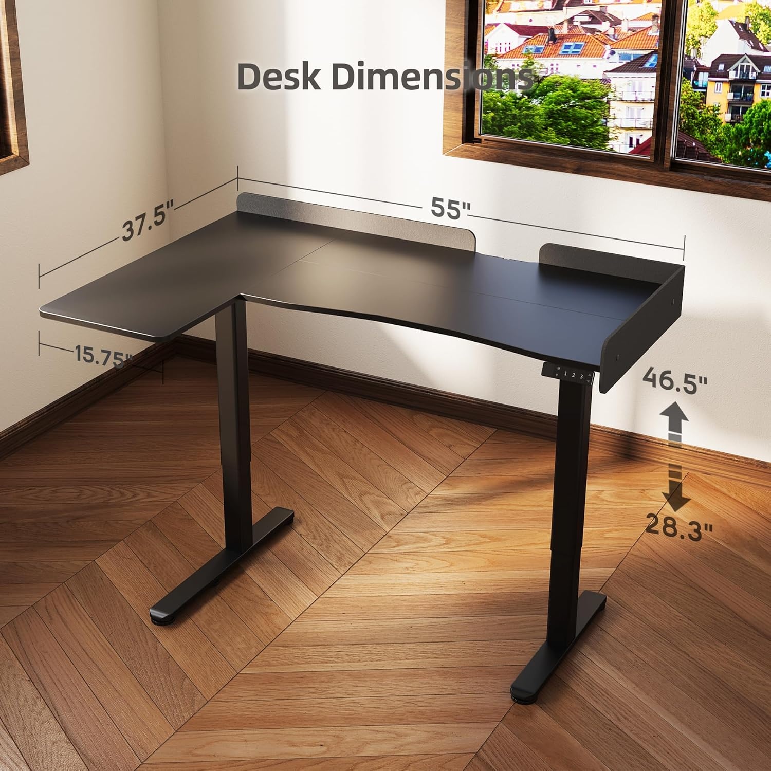 image:imageClaiks Standing Desk with Drawers Stand Up Electric Standing Desk Adjustable Height Sit Stand Desk with Storage Shelf and Splice Board 48 Inch NaturalBlack L Corner